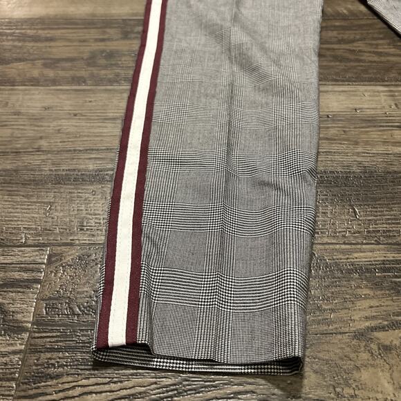 Express Plaid Pants Grunge Punk Goth Side Stripe Size Black White Red 6 Ankle - Picture 2 of 5